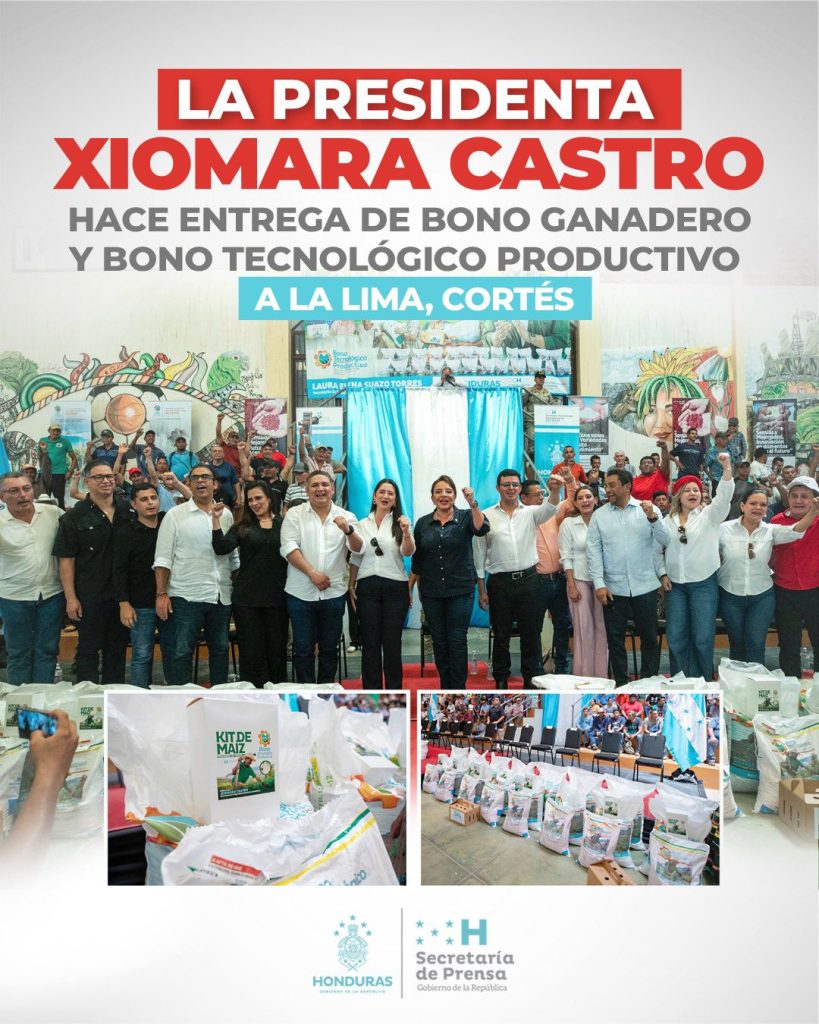 Presidenta Xiomara Castro entrega bono tecnológico en La Lima