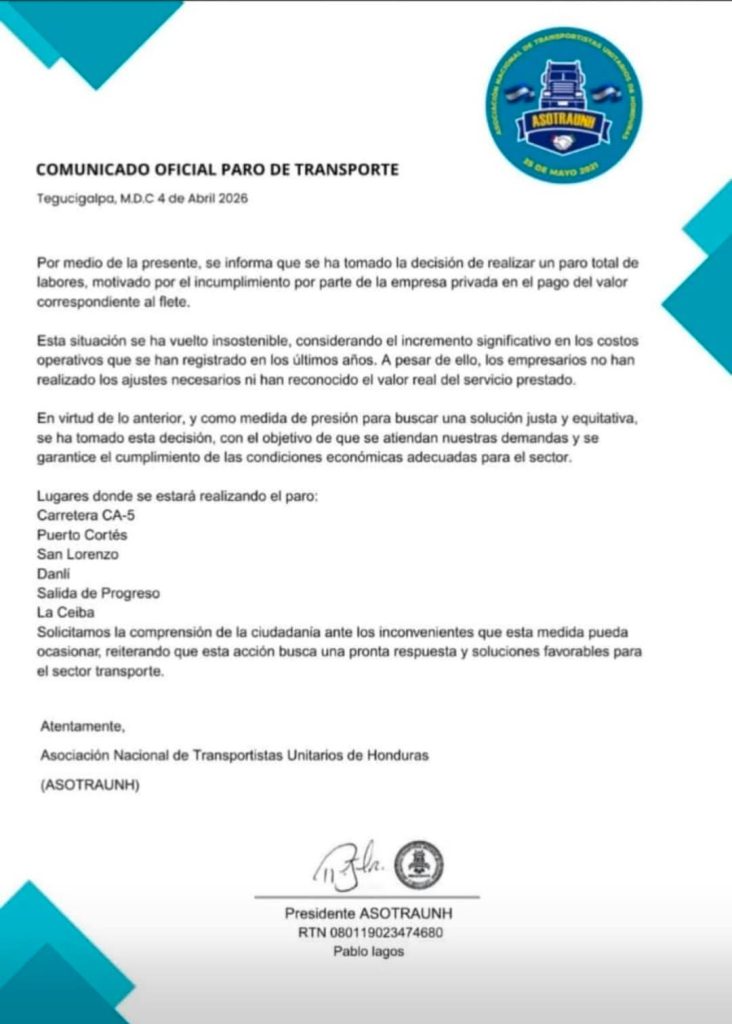 Transporte de carga amenaza con paralizar labores y realizar acciones de protesta