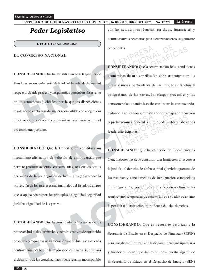 En vigencia reforma al Presupuesto para facilitar arreglos en demandas contra el Estado